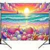 2D Ocean Party Backdrop, Colorful Seashell Beach Sunset Background for Studio