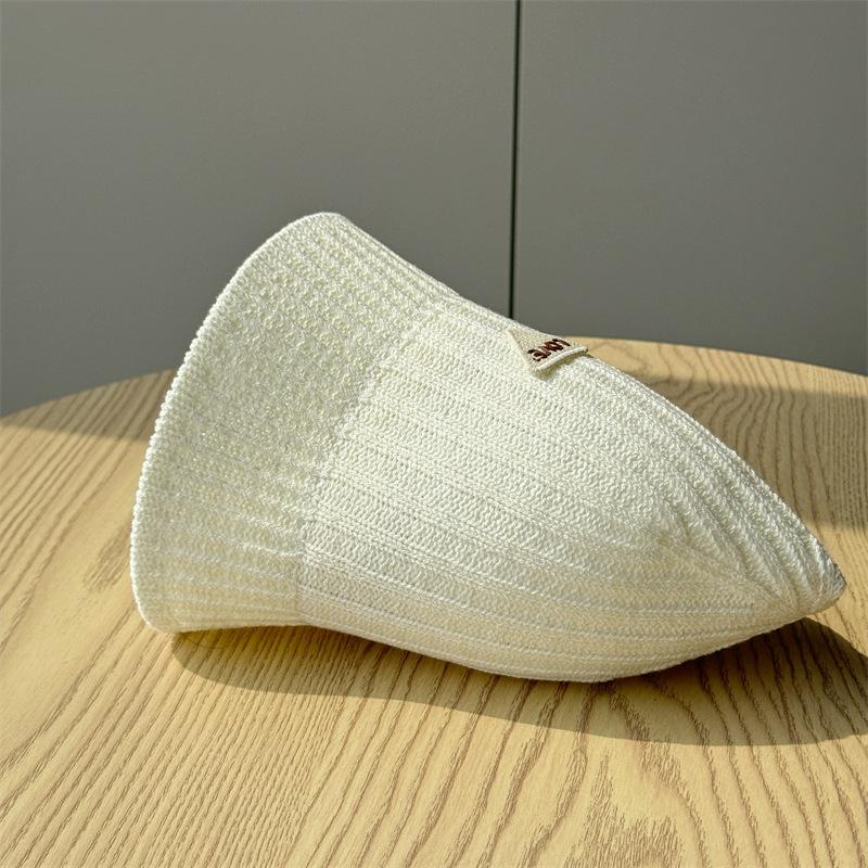 Knitted Bucket Hat Women's Spring Summer Solid Color Bucket Hat Sun Hat