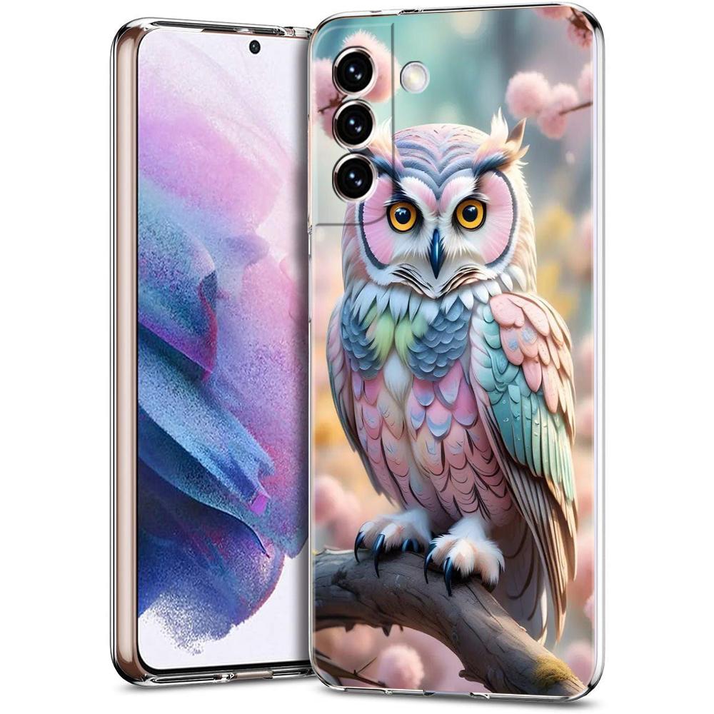 Transparent Phone Case Cover for Samsung Galaxy S25 S24 S23 S22 S20 S21 FE Ultra S24 S23 S10 S10E Plus 5G Cute Owl Pattern Capas