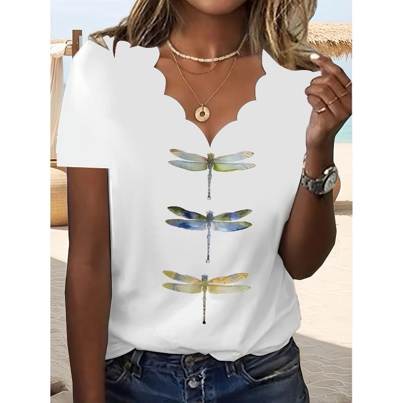 DICFY Women's Fashion Casual Summer Spring V-Neck Short Sleeve Blouses & Shirts