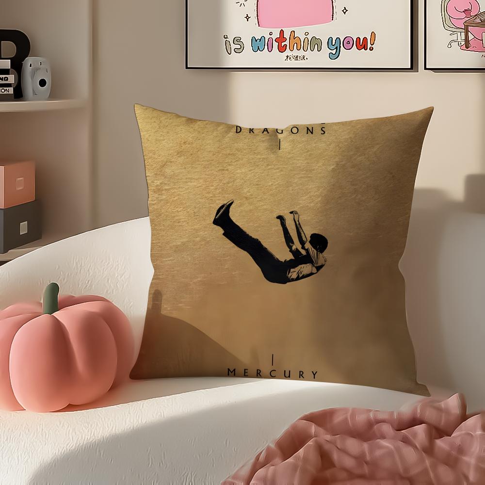 Anthemic Pop American Band IImagine Dragons Cushion Cover Pillowcase Short Plush Invisible Zipper Room Sofa Cushion Cover