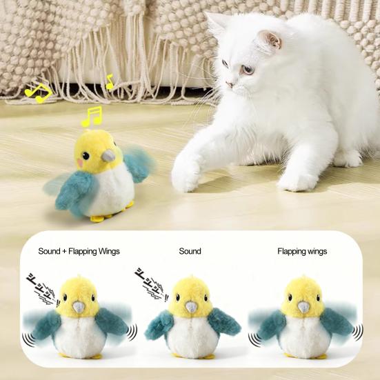 Cat Toy Electric Birds Rechargeable Plush Chirping Birds Flapping Wings Interactive Cat Toy for Indoor Outdoor Play Entertainment Mental Stimulation