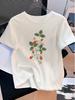 Unisexs Fashion Flower Strawberry Print Casual Round Neck Tshirt Spring Summer Retro Style Harajuku Sleeve Aesthetic Clothes