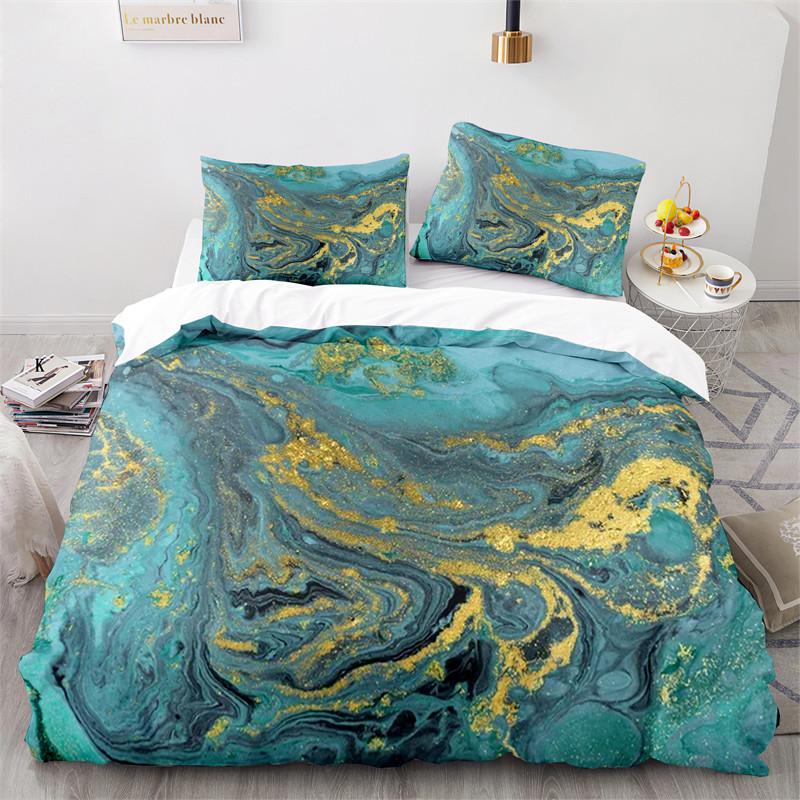 Comforter Colorful Marble Pattern Microfiber Geometric Art Abstract Bedding Set King Queen For Girls Kids Teens Room Decor