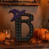 Solid Wood Halloween Signs Wooden BOO Ornaments for Tabletop Tiered Tray Decor Theme Room Decor Creative Letter Decorations Festive Holiday