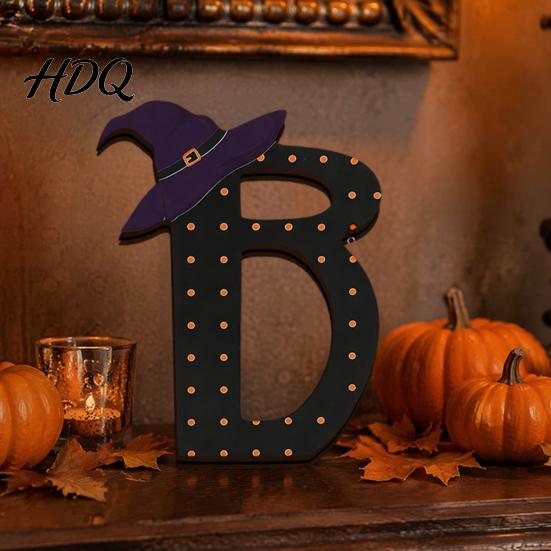 Solid Wood Halloween Signs Wooden BOO Ornaments for Tabletop Tiered Tray Decor Theme Room Decor Creative Letter Decorations Festive Holiday