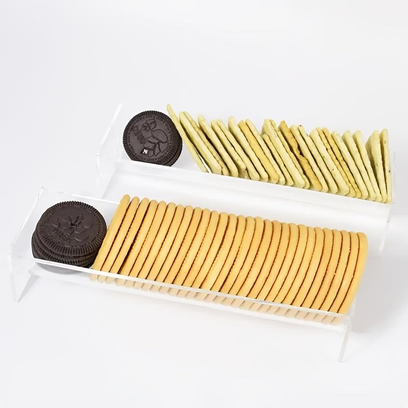 Set of 1/2/4/6 Clear Cracker Tray for Serving, Rectangular Cracker Holder for Serving Trays, Acrylic Food Display Cracker Serving Stand