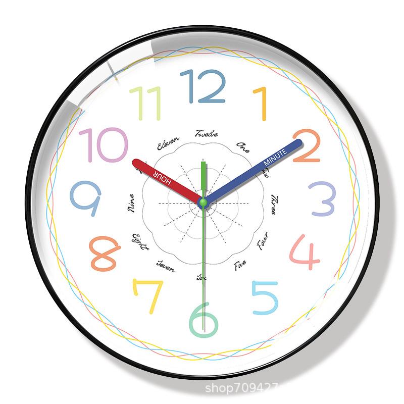 11-Inch Rainbow Learning Clock Early Education Student Wall Clock Large Size Children's Room No Punching