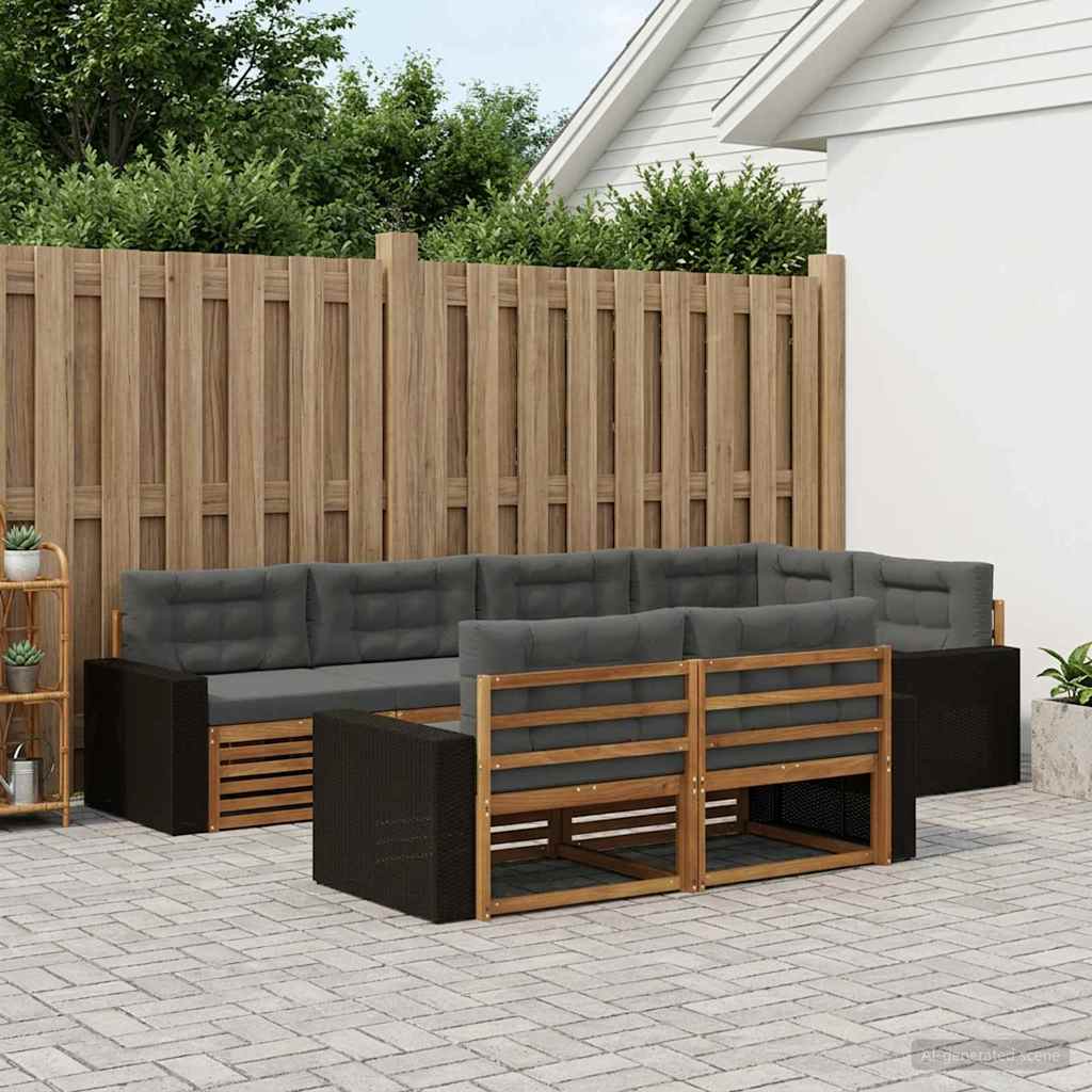 Outdoor Sofa Set with Cushions 7 pcs Natural and Anthracite