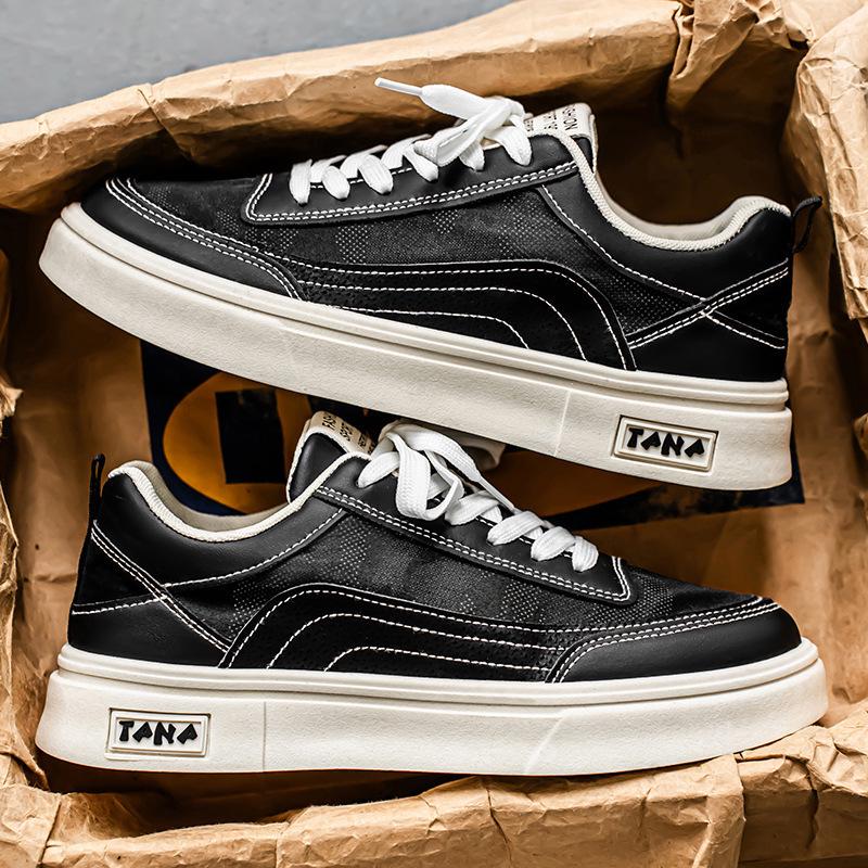 Men's Summer Breathable Canvas Sneakers - Trendy Thick-Soled White Casual Skate Shoes