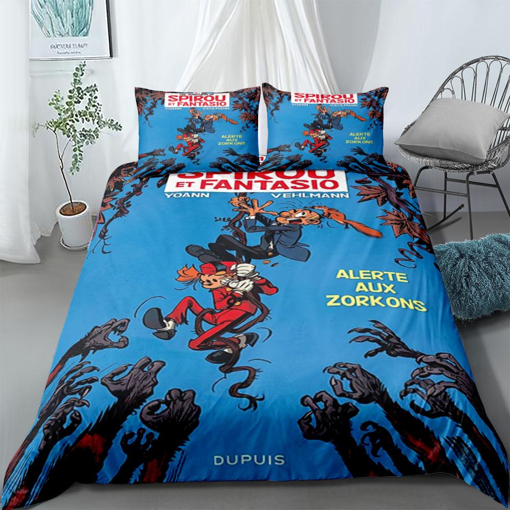 Spirou Et Fantasio Comics Stripe Duvet Cover Set King Queen Double Full Twin Single Size Bed Linen Set