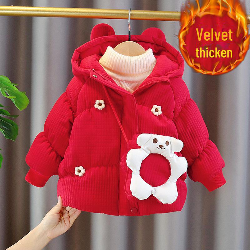 

Зимнее пальто для девочек в корейском стиле из хлопка с бархатной отделкой - Коллекция 2022 80 cm