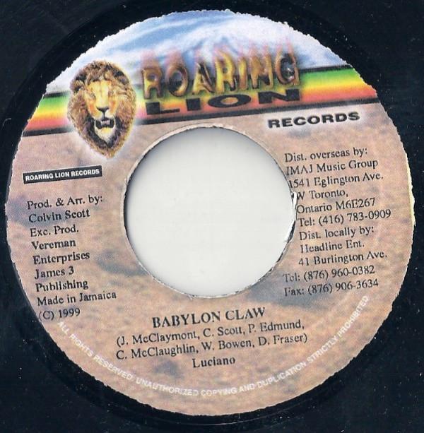 

7inch Record LUCIANO - Babylon Claw NONE Roaring Lion Re 1999 Jamaica Reggae, Ska & Dub Used