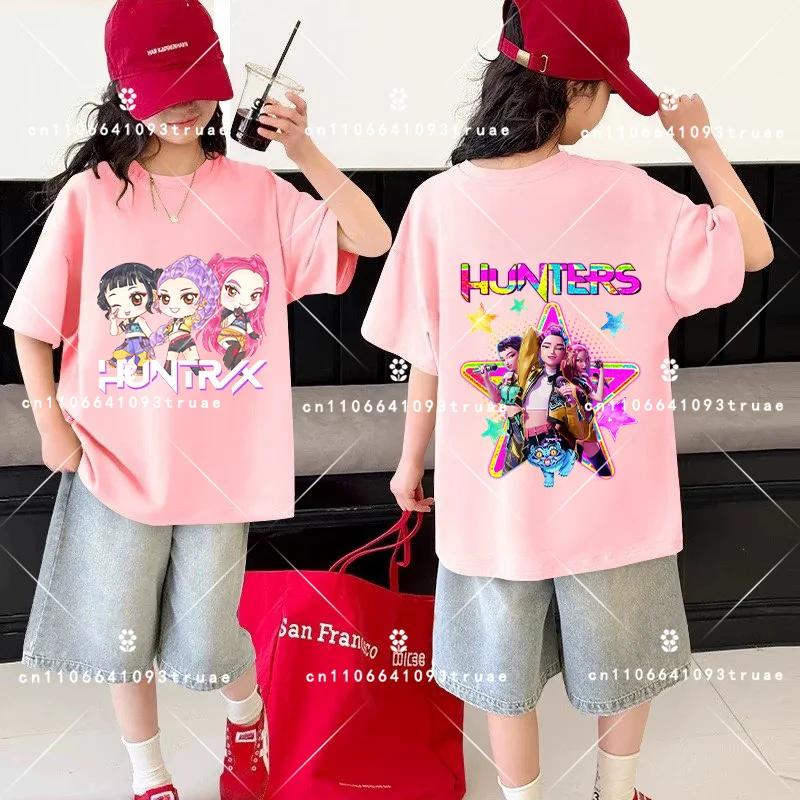 Kids Kpop Demon Hunters Children's T Shirt Short Sleeve T-shirt Cute Kpop Demon Hunters Tiger Harajuku Tshirt for Boys Girls