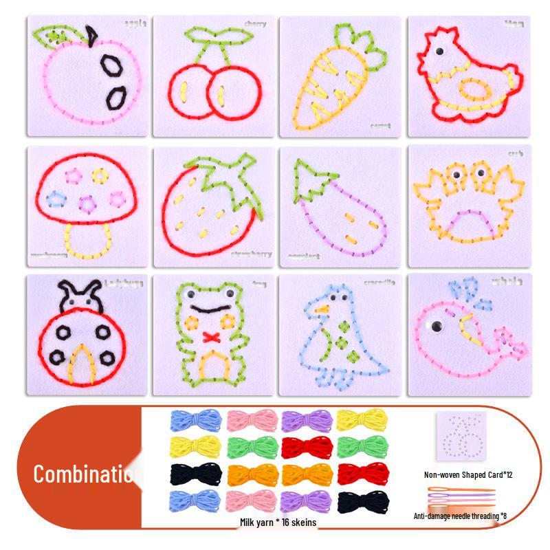 Montessori DIY Threading Toy Kit: Kindergarten Non-Woven Fabric Sewing Set