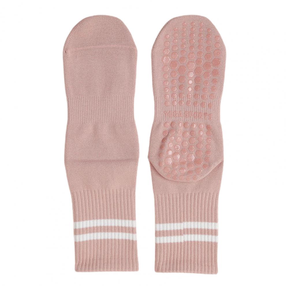 Knitted Anti-slip Yoga Women Sports Socks Striped Elastic Breathable Cotton Contrast Color Women Pilates Socks One Size