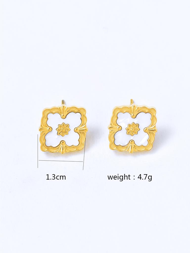 1 piece 18k Gold plated stainless steel lucky clover pendant necklace for women's daily accessories jewellery bracelet earrings