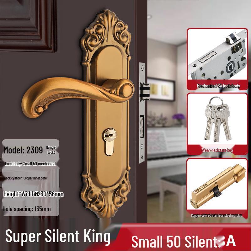 Univerzální magnetický černý vnitřní zámek kliky dveří pro dřevěné dveře ložnice