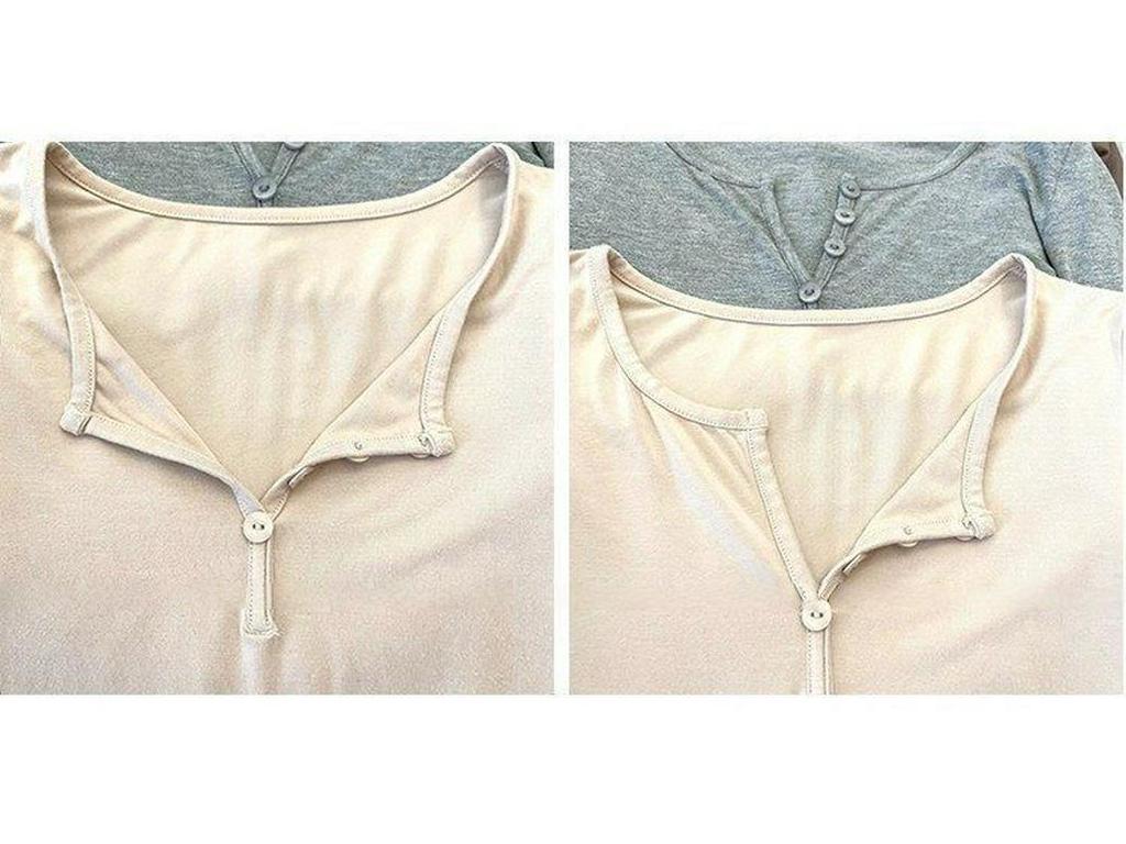 Women's Spicy V-neck Long Sleeve Slim-fit Top - Autumn Button-up T-shirt