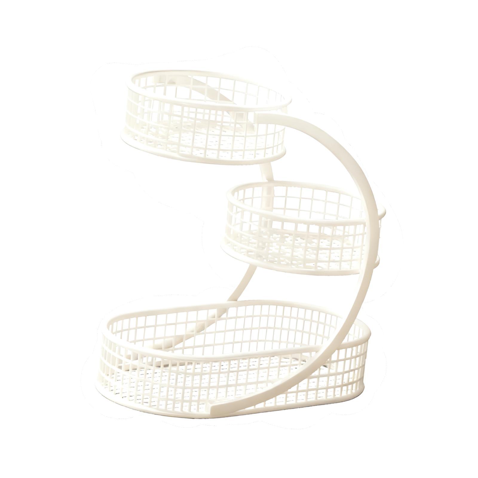Three Tier Metal Fruit Basket Large Capacity Kitchen Storage Organizer for Dining Room Countertop белый