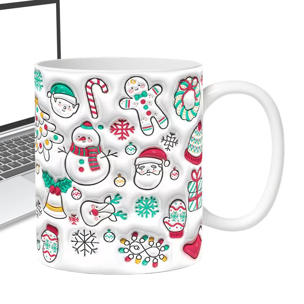 Christmas Mug Ceramic Holiday Mugs 3D Snowman Design Drinkware With Handle For Tea Chocolate Beverage Women Girls Holiday Tea