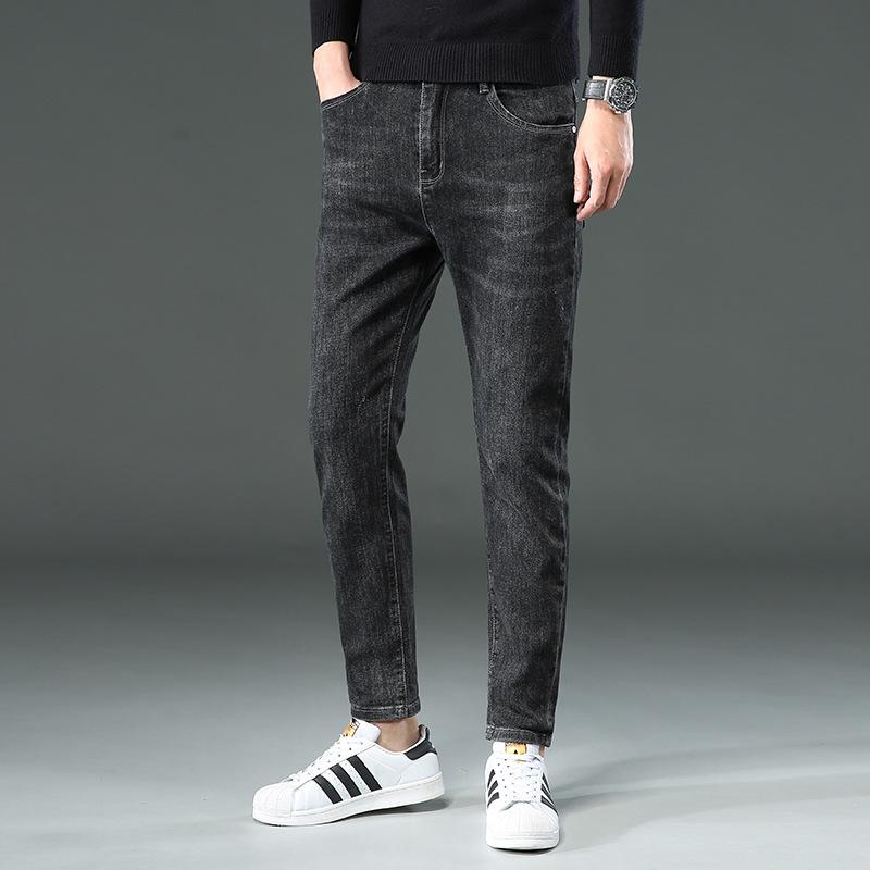 Jeans Men's Trendy Elastic Slim Fitting Small Straight Tube New Korean Version Men's Casual Long Pants
