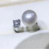 Natural Freshwater Pearl Ring Round Strong Light Simple Temperament Ring S925 Sterling Silver Zircon Seiko Ring Women