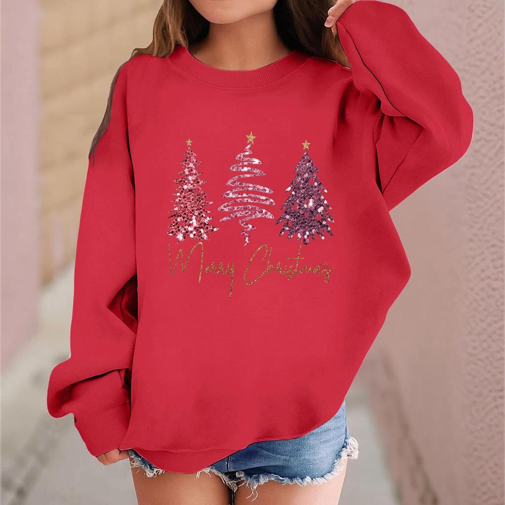 Children's Fashionable Casual Long-sleeved Loose Christmas Print Pullover Sweatshirt