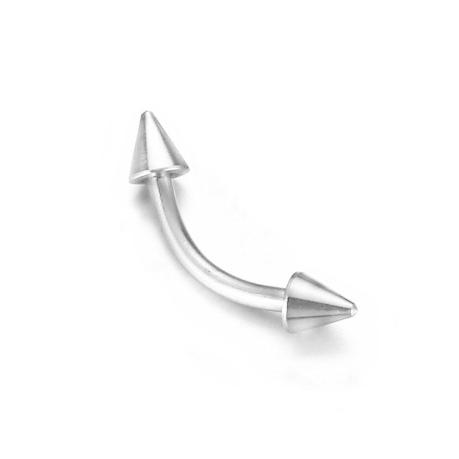 Stainless Steel Double-Headed Curved Banana Bar Eyebrow Piercing with Cone Stud