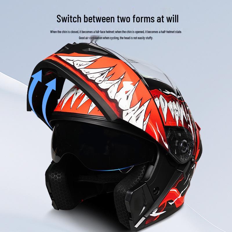 3C Certified Flip-up Dual Visor Full Face Helmet for Men and Women - All Seasons