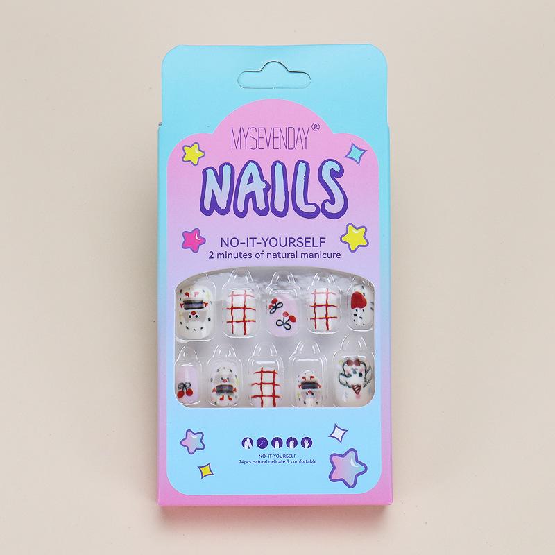 

Милый мультяшный фруктовый нейл-арт для детей – 24 съемных накладных ногтя Glue Model