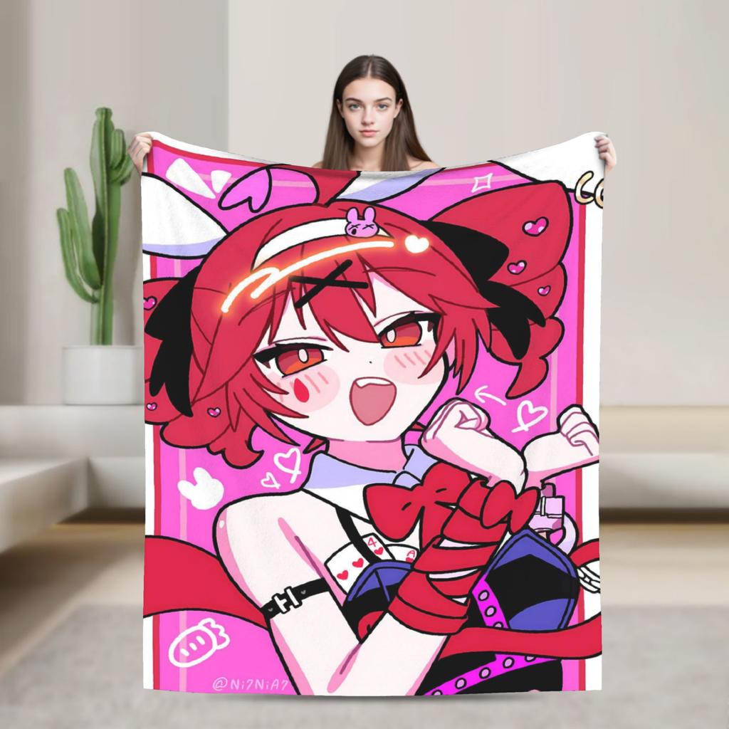 Teto Kasane Chibi Cartoon Anime Blanket Warm Novelty Plush Throw Blanket For Couch Chair Sofa Bed Flannel Bedspread Bed Cover