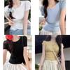 Dopamine Yellow Knit Ice Silk Short Sleeve Tshirt For Summer Casual Wear