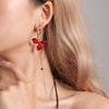 Women Popular Petal Asymmetrical Earrings Geometric Circles Tassel Earrings with Studs