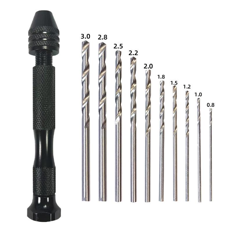 20-Piece Twist Drill Set with Hand Twister for Manual Hole Punching In Model Making