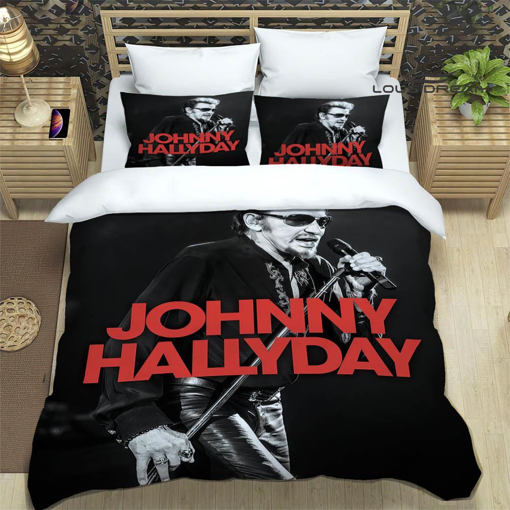 3D Johnny Hallyday bedruckte Bettwäsche-Sets exquisites Bettwaren-Set Bettbezug Steppbett-Set Bettwäsche-Set Luxus Geburtstagsgeschenk