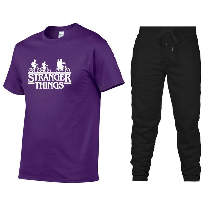 Mens Cotton Short Sleeve T-Shirt Pants Set Casual Sportswear Outfit Teens Young Adults