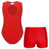 Girls Glittery Rhinestones Gymnastics Outfit V Front Waistband Shorts Keyhole Back Sleeveless Bodysuit Figure Skating Dance