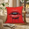 1 piece red lip print pillow cover - bold art design, soft polyester short velvet fabric, 17.7x17.7 inch decorative cushion cover with zipper