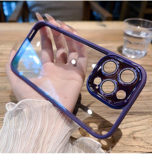 Husă transparentă cu sclipici de lux diamant pentru Iphone 14 13 12 11 Pro Max Plus Protecție lentile Huse de protecție antișoc