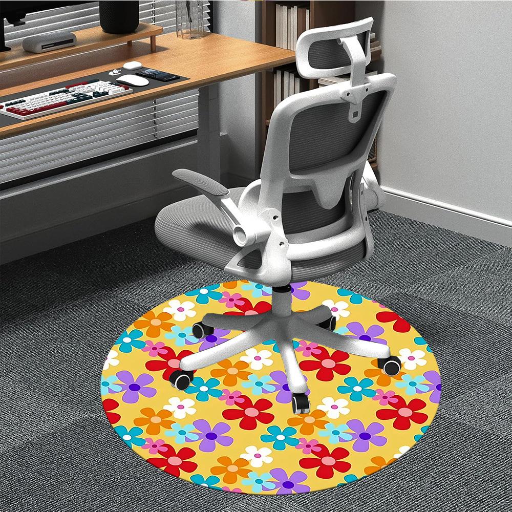 

1pc Flower Pattern Chair Carpet for Office Non-Slip, Machine Washable Rug for Office, Room - Holiday Decor, Machine Made yy251016044 80cm by 80cm