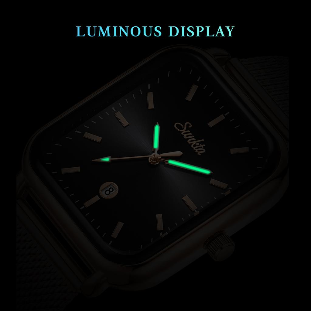 SUNKTA Ladies Watch Square Women's Wristwatch Quartz Calendar Elegant Casual Fashion Retro Watch Women Relogio Feminino+BOX