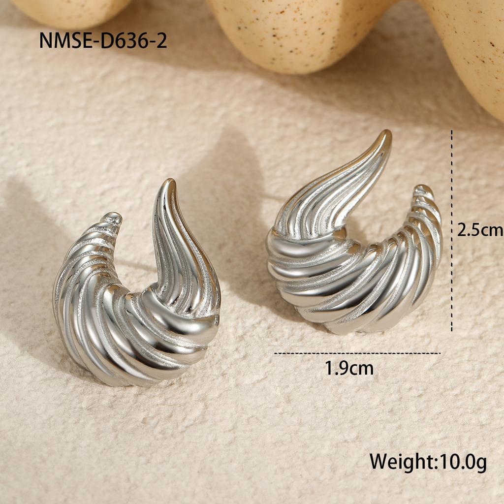 GEMCHIC Women's Irregular Twisted Hoop Earrings Stainless Steel Geometric Wave Studs Fashion Gold Silver Ear Jewelry