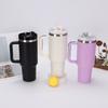 Bingba Cup with Handle Straw, Simple 304 Stainless Steel Thermos Cup, Second-generation Thermos Car Cup