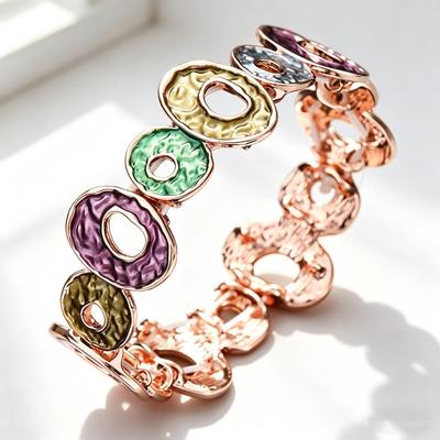 Multicolor Enamel Hair Claw, Rose Gold Tone Donut Shape Hair Clip,Vintage Textured Enamel Hair Claw, Large Non-Slip Jaw Clip for Thick Hair