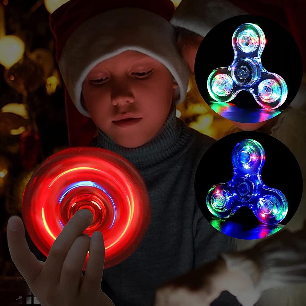 Hand Cranked Gyroscope Crystal Illuminated Led Light Fidget Spinner Night Light Edc Stress Reducing Toy Power Gyroscope