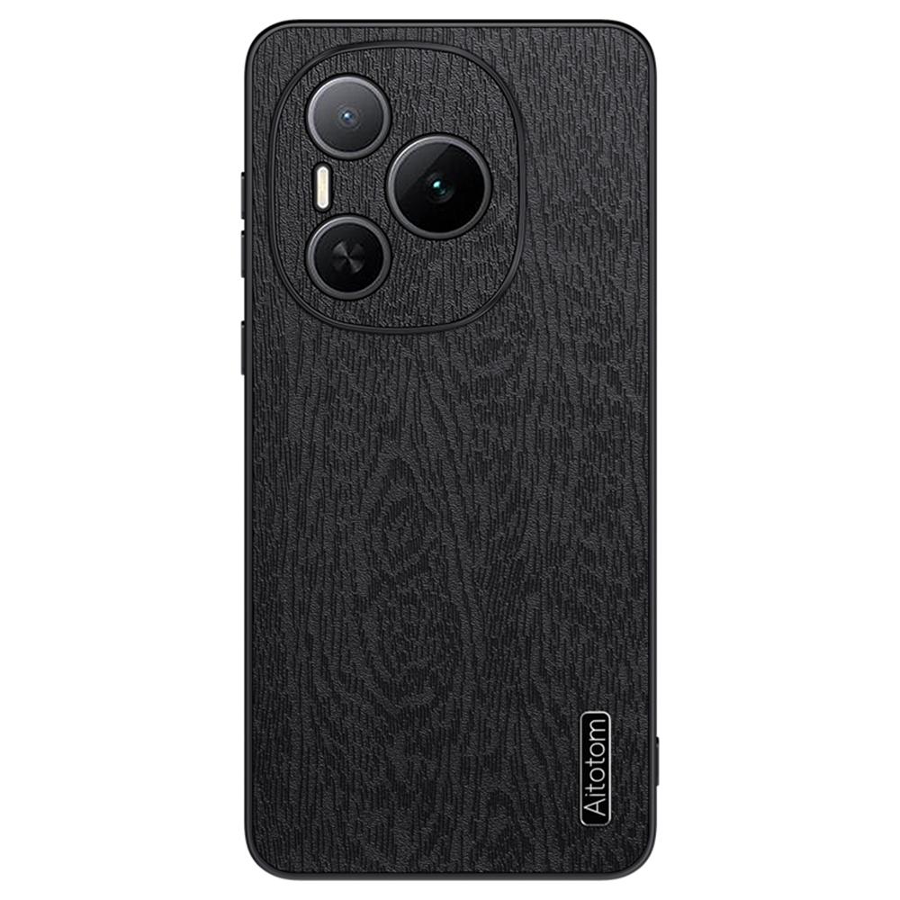 Für Honor Power 5G Hülle Holzstruktur PU-Lederbeschichtet PC TPU Handyhülle