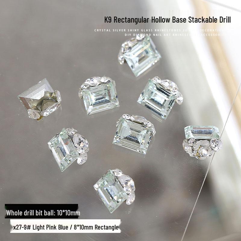 Flash K9 6mm Fat Square Rhinestones for Nail Art - Multi-faceted, No Base Holder, Wearable Nail Accessories