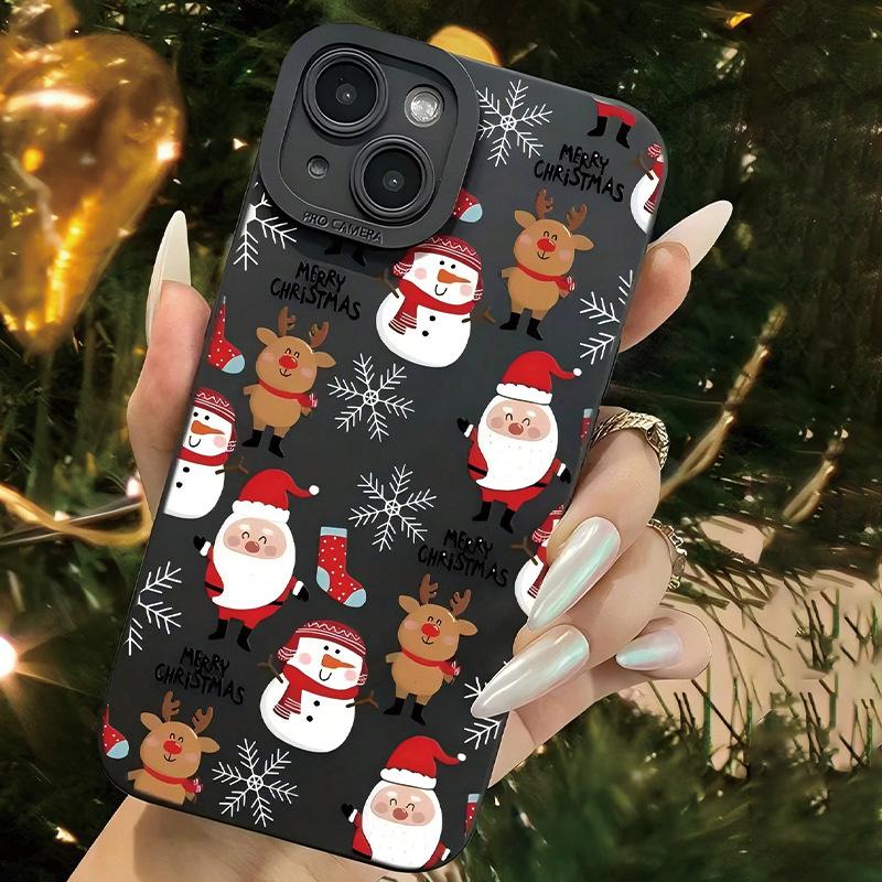 Santa Claus Elk Snowman Phone Case For iPhone 16 15 14 Plus 13 12 11 Pro Max 16 Plus X XR XS MAX 8 7 Plus Autumn aWinter Gift Shockproof Soft Cover
