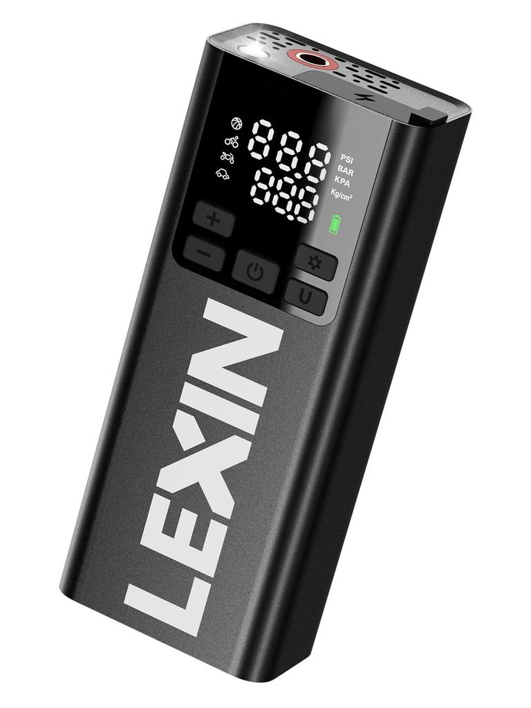 LEXIN Electric Air 500g 5000mAh Maximum 150 PSI Přizpůsobitelný Vzduch Vybavený Nouzovým LED Kompaktní a 3 a Skladování Ideální pro Silniční a